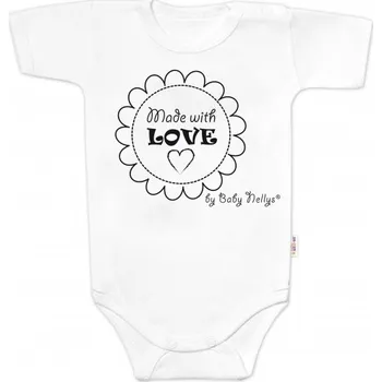 Kojenecký body Body krátký rukáv Made with love, Baby Nellys, bílé, Velikost koj. oblečení 80 (9-12m)
