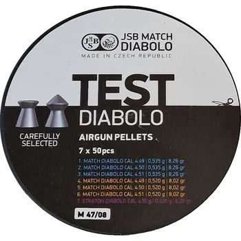 Diabolka JSB Test Diabolo 7x 50ks pro pušky 4,5mm