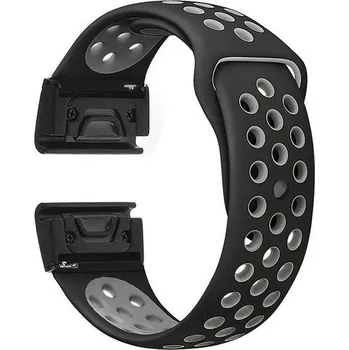 eses Silikonový dírkovaný řemínek pro Garmin - Černo šedý, QuickFit 22 mm