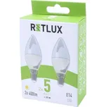 LED žárovka C37 2x5W E14 WW RETLUX dvojbalení