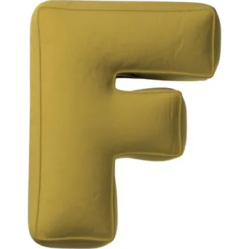 Polštář Yellow Tipi Olivově zelený sametový polštář písmeno F 40 cm