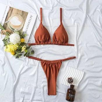 Dámské plavky Dámské plavky dvojdílné "T-string" Barva: měděná 4, Velikost: L