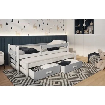 Postel Nabytek-dreveny.cz Postel Tiag 2 90x190 cm s výsuvným lůžkem a úložným prostorem Rozměr postele: 90x190 cm, Odstín postele: oranžová