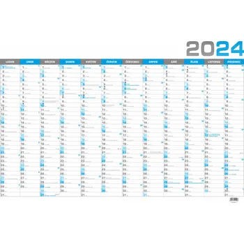 Baloušek Tisk Nástěnný roční kalendář B1 modrý 2024 Kalendář Baloušek Tisk Nástěnný roční kalendář B1 modrý 2024