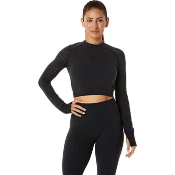 Dámské funkční tričko s dlouhým rukávem Asics SEAMLESS LS CROP TOP W černé 2032C508-001 - M | UK 11 | US 12