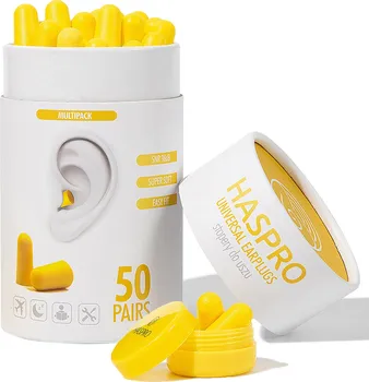 Špunt do uší Haspro Tube50 pěnové špunty do uší žluté 100 ks