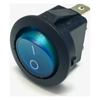 Auto elektroinstalace Přepínač podsvětlený kulatý 21mm modrý
