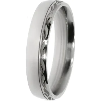 Prsten Zlatnictví Helios Ocelový snubní prsten s rytím