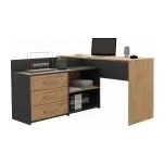 FALCO Rohový psací stůl s komodou Daniela antracit/dub artisan