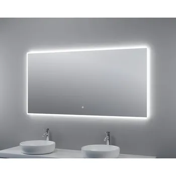 Zrcadlo Besteco Luxusní Velkoformátové LED Zrcadlo Bright Silver s Plynule Nastavitelnou Barvou Světla, Dotykovým Spínačem a Pamětí, 140 x 70 cm