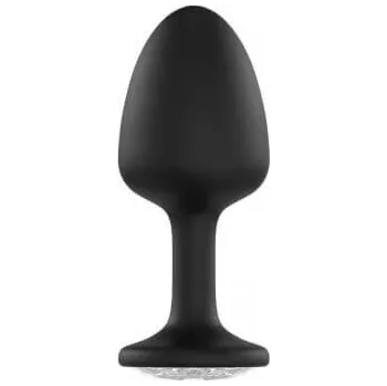 Dildo Geisha anální šperk s bílým diamantem - černý
