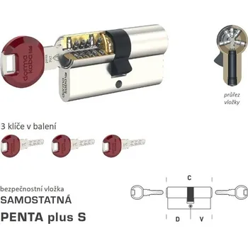 Vložka do dveří DK - PENTA plus S D 45 + V 55 mm NP - Nikl perla