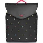 Vuch Puntíkatý dámský batoh s klopou Mesaro černo-růžový 12l