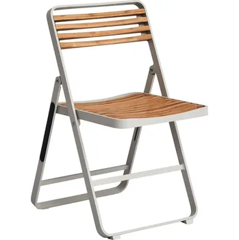 Světle šedá zahradní skládací židle No.121 Mindo s bambusovým sedákem