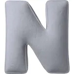Yellow Tipi Šedý sametový polštář písmeno N 40 cm