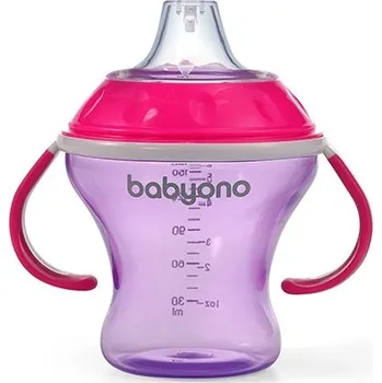 Kojenecká láhev BabyOno Hrnek netekoucí s měkkým náustkem NATURAL NURSING 180 ml - Fialová