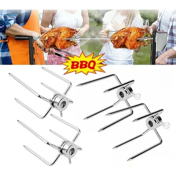 BBQ 4x Grilovací čtyř-bodec na rožeň Ø 5-11mm, chromovaná ocel