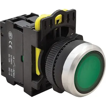 tlačítko Tracon NYK3-LG Podsvětlený tlačítkový spínač,zelený 1×NO, 5A/230V AC-15, IP65, LED 230V AC/DC (Tracon NYK3-LG)