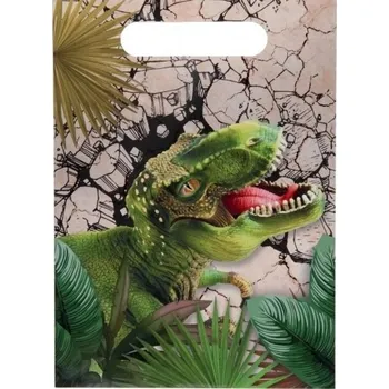 Party dekorace Santex Taštičky papírové Dinosaur 16,50 x 23 cm 10 ks