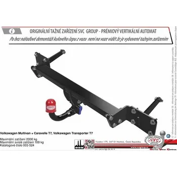 Tažné zařízení Tažné zařízení VOLKSWAGEN Transporter T6.1 Van / Multivan / Caravelle 11/2022->02/2025 SV 003-524, SVC GROUP