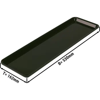 G.Gastro Obdélníkový prezentační podnos GN 2/4 - černý - bez BPA - 530 x 162 x 17 mm | Prezentační podnos | Pultový podnos | Podnos na dorty | Pultový podnos | Podnos na maso | Podnos | Podnos na pečivo