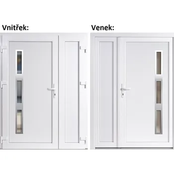 Vchodové dveře Dvoukřídlé vchodové dveře plastové Soft Julie Inox+Panel Plný, Bílá/bílá, 130x200 cm, levé