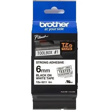 Pásek do tiskárny Páska, pevná, 6 mm x 8 m, BROTHER, bílá-černá