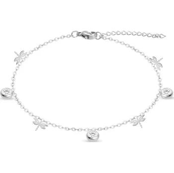 Řetízek biju Řetízek na nohu z chirurgické oceli, vážky se zirkony 2002269