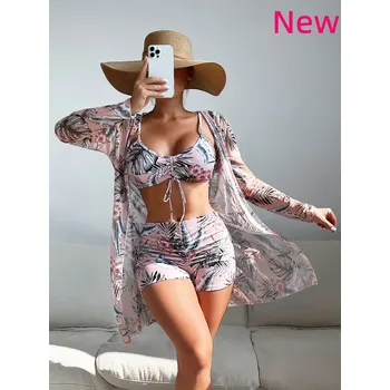 Dámské plavky Dámské plavky dvojdílné s nohavičkami a župánkem Barva: růžová 53, Velikost: S