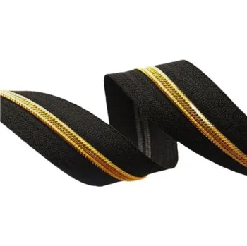 Zip Zip spirálový, nekonečný pás 3mm, černý+ zlatý, metráž