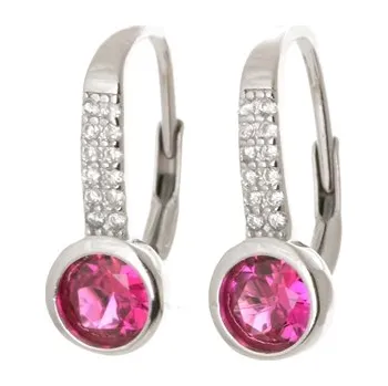 Náušnice Stříbrné náušnice s rubíny STNAU1488F