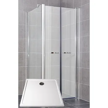 ARTTEC Sprchový kout rohový COMFORT A 4 čiré sklo 90 x 90 x 198 cm s vaničkou z litého mramoru POLARIS PAN04540