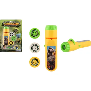 Hračka Teddies Projektor dinosaurus plast 13cm na baterie se světlem na kartě 14x21cm