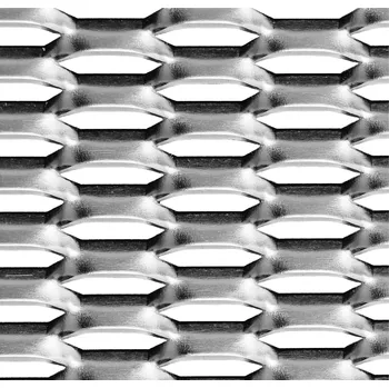 Plech tahokov kosočtvercová oka 44 x 12 mm, můstek 5 mm, Fe, 1000 x 1500 x 1,5 mm - kosočtvercová oka 44 x 12 mm, tl. 1,5 mm, můstek 5 mm, materiál ocel bez povrchové úpravy, perforace 16%, rozměr oka 44 mm je rovnoběžný s prvním rozměrem tabule, různé rozměry