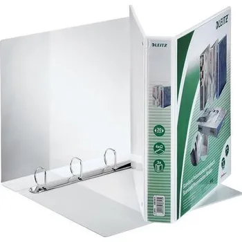 Kroužkový pořadač, bílá, 4 kroužky, 51 mm, A4 maxi, PP, LEITZ