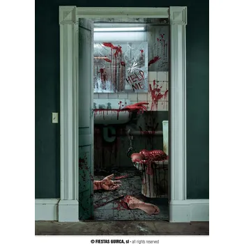 Karnevalový doplněk Guirca Dekorace na dveře krvavé WC 80x180 cm