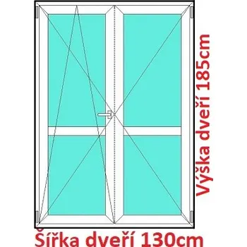 Okno Soft Dvoukřídlé balkonové dveře s příčkou 130x185 cm, otevíravé a sklopné
