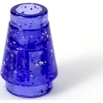 Stavebnice LEGO 4589b Glitter Trans-Purple Cone 1 x 1 with Top Groove (Třpytivý průhledný fialový kužel 1 x 1 s horní drážkou)