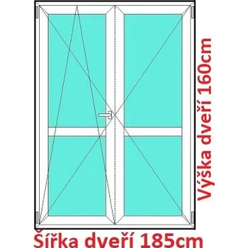 Okno Soft Dvoukřídlé balkonové dveře s příčkou 185x160 cm, otevíravé a sklopné