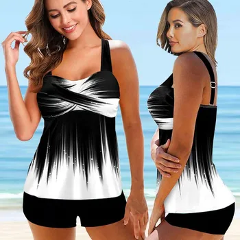 Dámské plavky Dámské plavky dvojdílné "Plus Size" tankiny s křížením Barva: bílá (8300-white), Velikost: 5XL