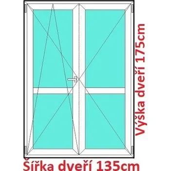 Okno Soft Dvoukřídlé balkonové dveře s příčkou 135x175 cm, otevíravé a sklopné