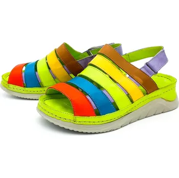 Dámské sandále Dámské kožené sandále 20WB-43 Bonamoor multicolor Barva: Zelená, Velikost: 37