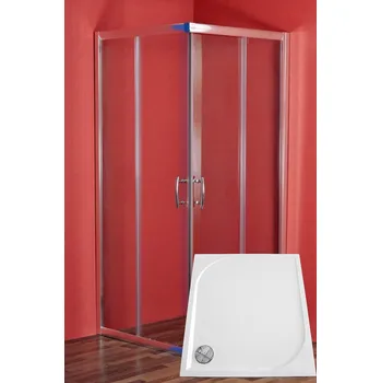 ARTTEC Sprchový kout obdélníkový SMARAGD 100 x 80 x 198 cm čiré sklo s vaničkou z litého mramoru LINEA PAN04681