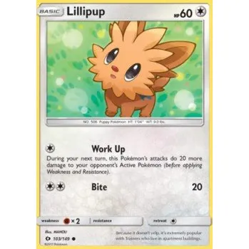 Sběratelská karetní hra Pokémon SUM 103/149 Lillipup - Sun & Moon Stav: Near Mint, Verze: NORMAL