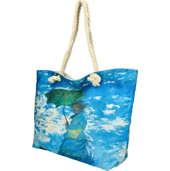 Kabelka Velká plážová taška v malovaném designu modrá HB002