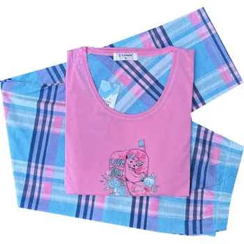 Dámské noční prádlo C-Lemon Dámské bavlněné pyžamo s dlouhým rukávem. Love box Barva: Růžová, Velikost: XXXL