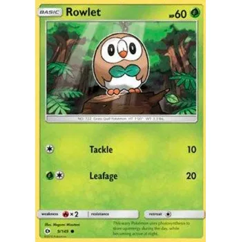 Volný čas Pokémon SUM 009/149 Rowlet - Sun & Moon Stav: Near Mint, Verze: NORMAL