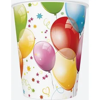 Party dekorace Kelímek "Balloon", papír, 2,5 dl, 6 ks