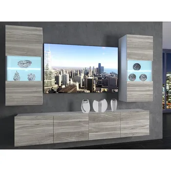 Obývací stěna Obývací stěna 200 cm Belini šedý antracit Glamour Wood Imperium 7 IMP 7/5/W/GW1/0/0