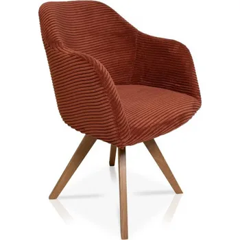 Jídelní židle Červená otočná polstrovaná židle masiv dub Fonsi